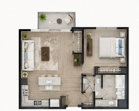 Floor plan thumbnail for 1 bedroom apartment